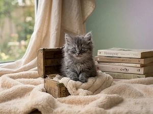 Britisch Langhaar Kitten   wunderschönes graues Fell 