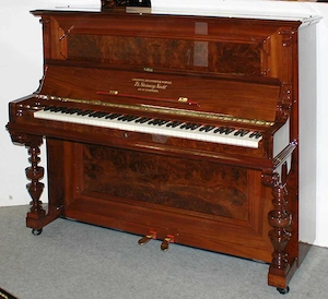 Klavier Grotrian-Steinweg 128, Nr. 10381, Wurzelnussbaum poliert, generalüberholt, 5 Jahre Garantie