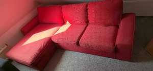 Modulares Rotes Ecksofa mit Recamiere