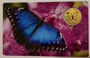 Goldmünze in Coincard "Morpho Menelaus" .999er Gold, 1 1000 oz Auflage nur 50.000 Stück!