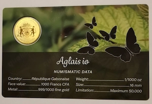 Goldmünze in Coincard "Aglais io" .999er Gold, 1 1000 oz Auflage nur 50.000 Stück! Bild 2