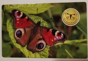Goldmünze in Coincard "Aglais io" .999er Gold, 1 1000 oz Auflage nur 50.000 Stück!