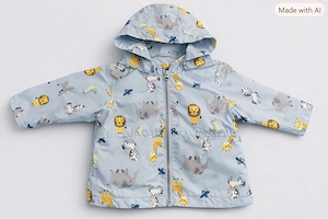 Baby Regenjacke mit Tiermotiv hellbau- Größe 68