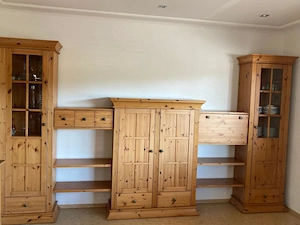 Massive Kiefer Wohnwand 5-teilig   Vitrinen, Schrank & Regale   3,62 m