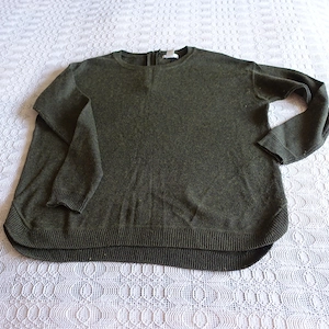 Damen - Pullover, Feinstrickpullover, RV, Gr. S bzw. ca. Gr. 36, oliv