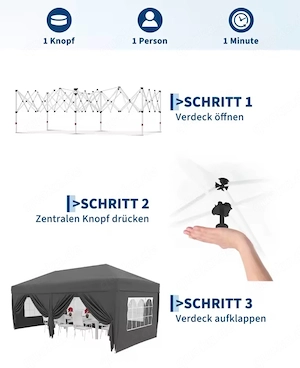 3x6m faltpavillon partyzelt, pop-up System, wasserdicht, uv-schutz.