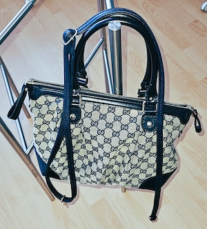 Gucci 2Way Sukey GG Monogram Tasche mit Royal Blauen Leder Appl.