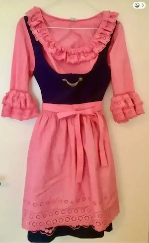 Original Christl Dirndl, dunkelblau rosé, dreiteilig, Größe 38