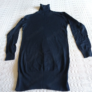 Damen - Longpullover, Feinstrick, Rollkragen, Pullover, ca. Gr. XS S, ca. Gr. 34 36, schwarz