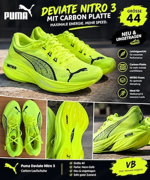 Puma Deviate Nitro 3 Carbon Laufschuhe Gr. 44 | Neon-Gelb | Neu