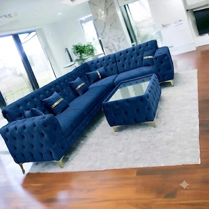 Artikel: Exklusive, nagelneue Chesterfield-Wohnlandschaft   Ecksofa im royalen Stil   bezogen mit fe