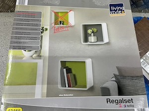 3-teiliges Regalset 2x Würfel weiß + 1x Regalbrett braun neu für nur 13,-  