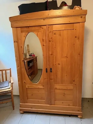 Weichholzschrank um 1900 mit Spiegeltür sauber Restauriert