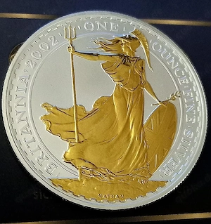 Silbermünze 1 Oz, 1 Unze Britannia Gold gilded 24kt. !