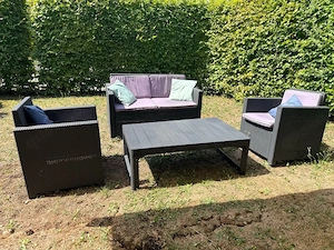 Gartenmöbel Set Anthrazit, Tisch höhenverstellbar
