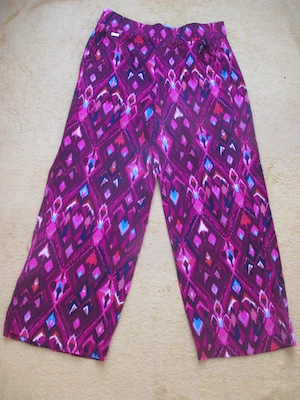 NEU Inka Boho Style Dreiviertel Palazzo Marlene Schlag Gummizug Bund Hose Street One 34-36 XS-S pink
