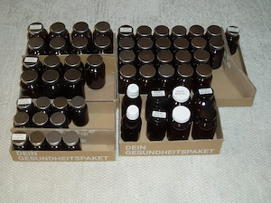 57 verschiedene Braunglasflaschen, ab 0,23 EUR pro Stück, alle zusammen für nur 19,00 EUR