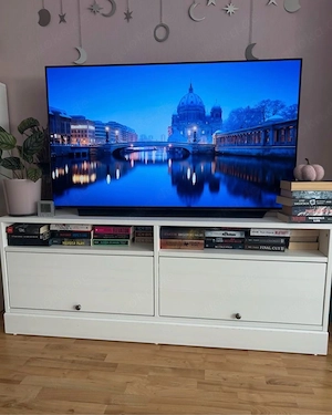 IKEA HAVSTA TV-Bank mit Sockel   Weiß   Massivholz