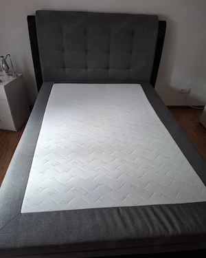 Boxspring Bett schwarz grau 140cm x 215cm inkl. Rückwand