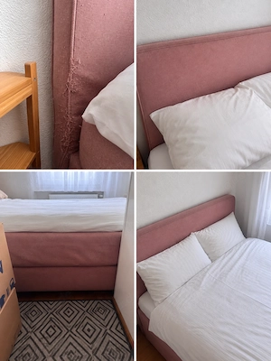 Boxspringbett mit Topper 140x200 Altrosa Rosé
