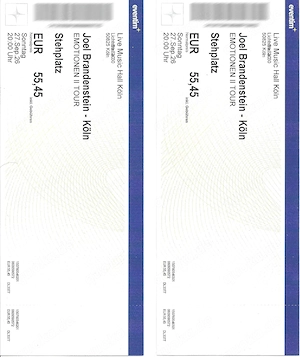 2x Joel Brandenstein  Emotionen II  Köln (27.09.) - Stehplatz