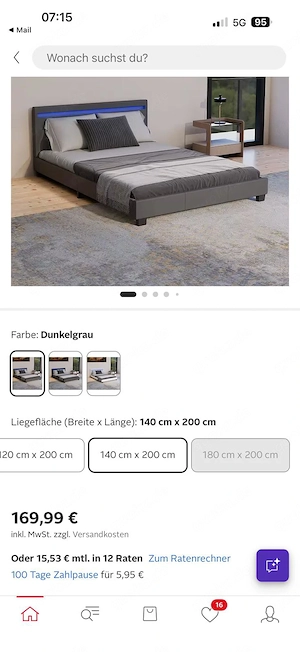 Modernes Polster Bett 140*200