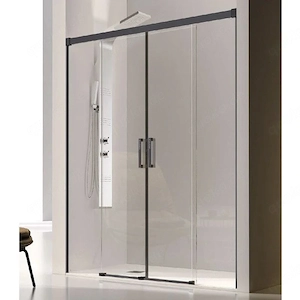 GLASÉ Duschwand 165 cm mit 2 Schiebetüren, schwarz, unbenutzt