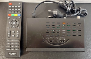 HD Sat-Receiver Xoro HRS 8659 inklusive Original-Fernbedienung und Bedienungsanleitung. 