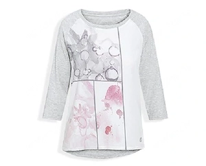 NEU m. ETIKETT Aquarell Phantasie Print Material Mix Dreiviertel Arm T-Shirt Tunika Bluse Jette Joop