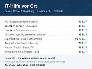 IT-Hilfe vor Ort in Calden, Kassel & Umgebung: PC, WLAN, Drucker, Datenrettung