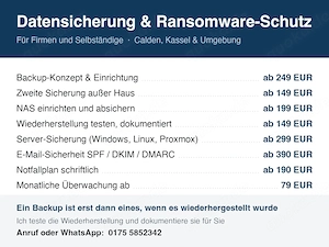 Datensicherung & Schutz vor Ransomware - Firmen, Vereine, Selbständige
