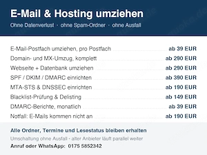 E-Mail & Hosting umziehen - ohne Datenverlust, ohne Spam-Ordner, ohne Ausfall