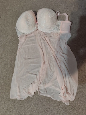 Negligee rosa weiß 