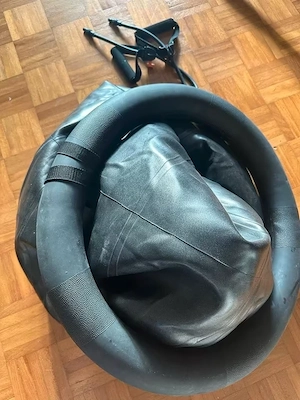 Fitness ball with base ring and resistance bands   Good condition
