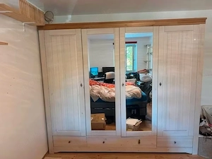 Large country-style wardrobe with 2 mirrored doors and drawers