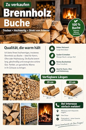    Hochwertiges Buchen-Brennholz   25 cm & 33 cm   