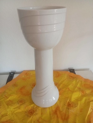 Stilvolle Keramik-Blumensäule weiß   Dekosäule für Zimmerpflanzen