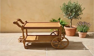Antiker Servierwagen Tee-Servierwagen aus Holz mit Speichenrädern