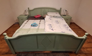 Schlafzimmer-Set Weichholz lindgrün gekalkt 180x200