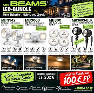 Mr Beams LED-Beleuchtungs-Bundle mit insgesamt 9 LED-Leuchten für den Innen- und Außenbereich