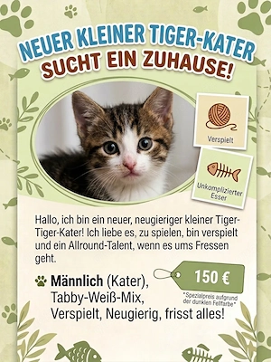 Neue kleine Tiger Kater sucht ein zu Hause