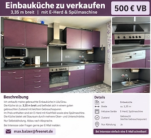     Einbauküche 3,35 m mit E-Herd & Spülmaschine