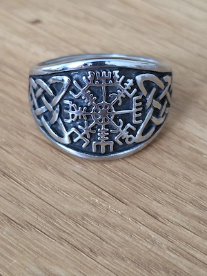 Wikinger Ring - Nordischer Vegvisir-Edelstahl Massiv Gr. 21,4 mm
