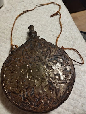 Alte Metallflasche Pulverflasche Antik Deko