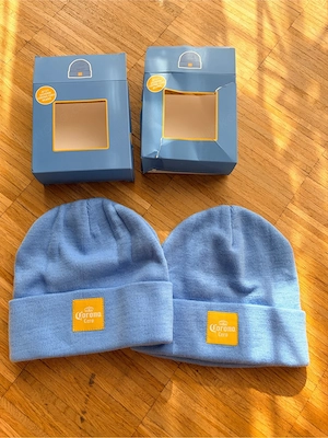 Corona Cero Beanie Mütze Set Hellblau Neu OVP Wintermütze Bier Merch