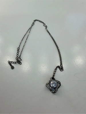 Elegante Halskette Silber neu | Zirkonia Kristall Anhänger Strass Kette Damen Geschenk