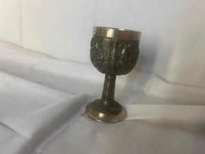 Zinkbecher   Zinkpokal   massiv & verziert   Vintage