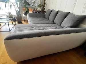 Wohnlandschaft Couch grau-weiß 
