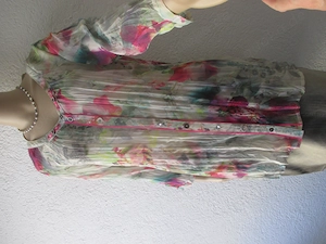 Blumen Blüten Aquarell Phantasie Style Swarovski Glitzer Strass Seiden Chiffon Crinkel BLUSE TUNIKA