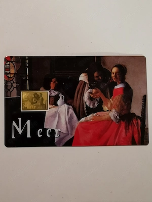 Goldbarren "Vermeer - Das Mädchen mit dem Weinglas" in Coincard, 1 1000 oz 999er Feingold